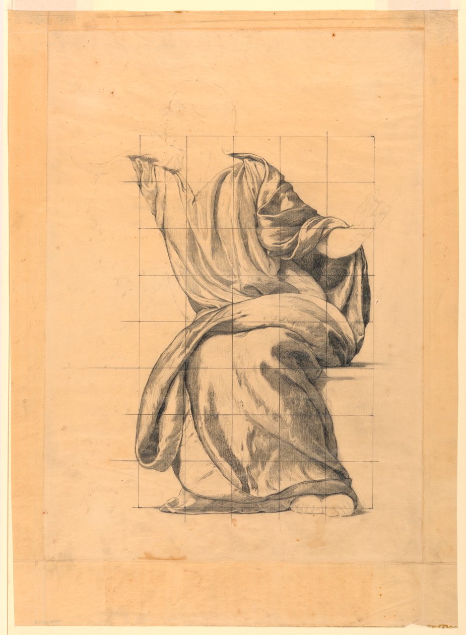 Draperiestudie für die Figur des Friedens in "Die Wohltätigkeit des Gesetzes," Wandgemälde im Essex County Court House, Newark, New Jersey von Kenyon Cox