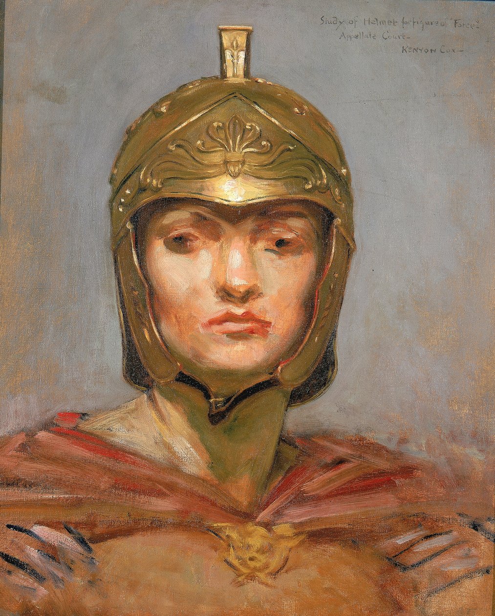 Studie für Wandgemälde für das Berufungsgericht, New York; "Statutenrecht", Helm für Figur der "Kraft" von Kenyon Cox
