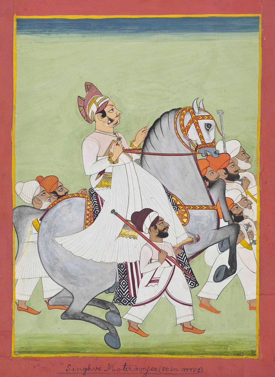 Reiterporträt von Singhji Motiram Ji, 1802/58 von Kiritaji Bhak