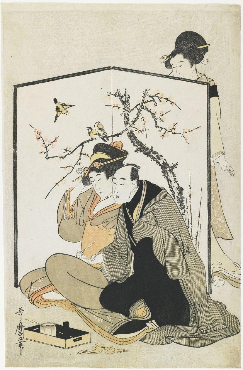 Mann und Frau beim Rauchen, ca. 1804 von Kitagawa Utamaro
