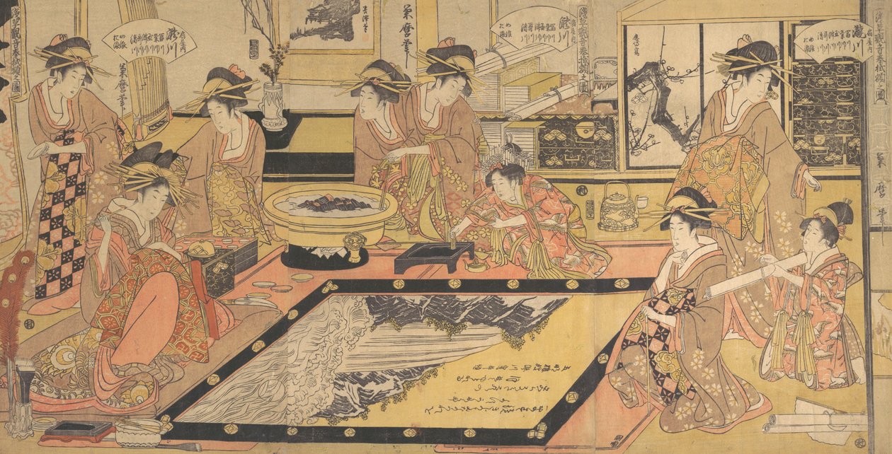 Ein Votivbild für die Kannon von Asakusa..., ca. 1800 von Kitagawa Kikumaro