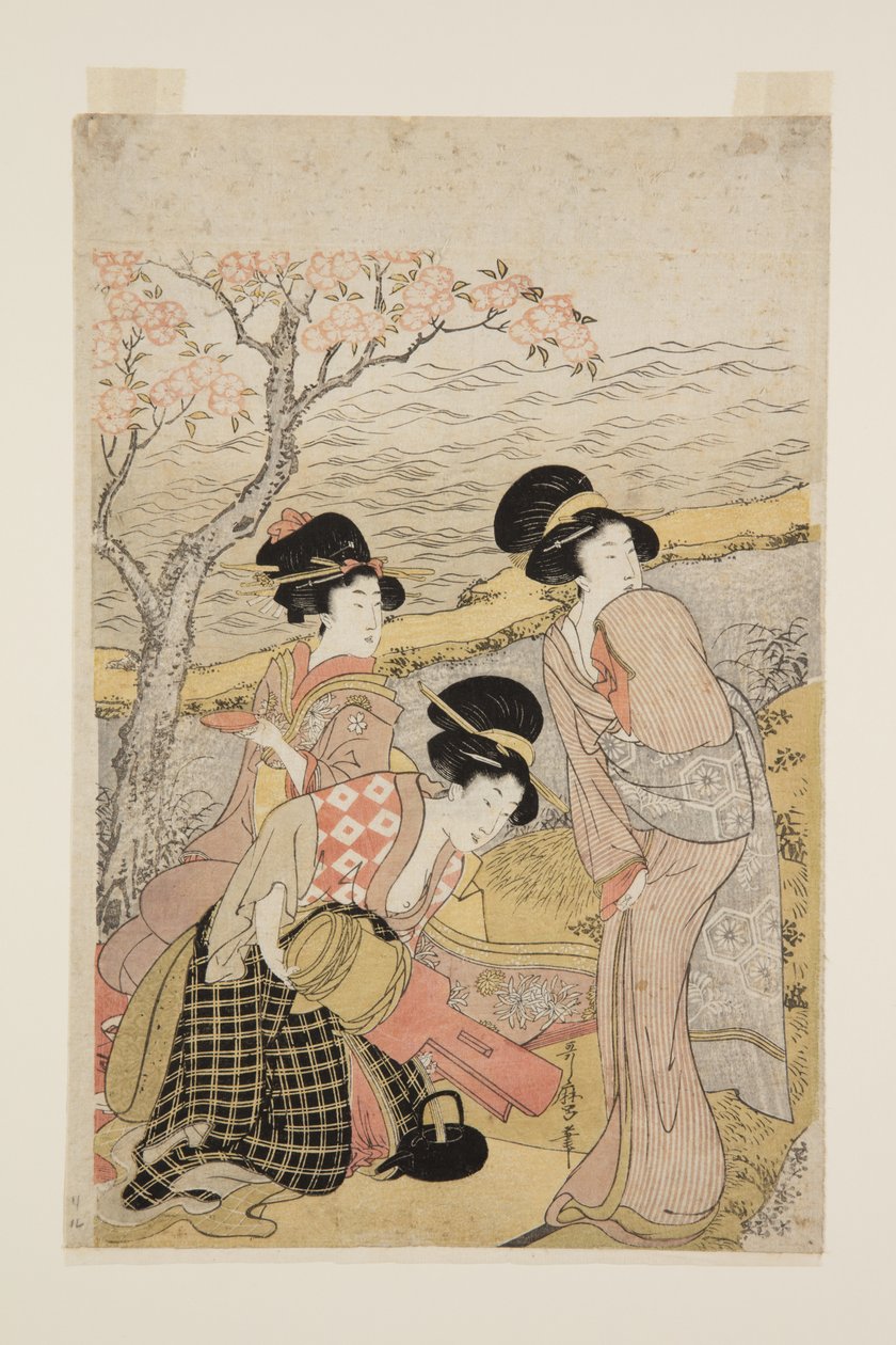 Eine Sake-Party am Meer von Kitagawa Utamaro