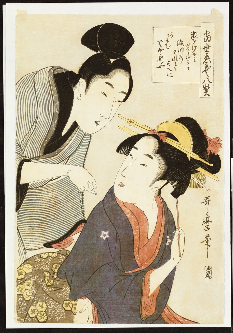 Doppelporträt einer Schönheit und ihres Verehrers von Kitagawa Utamaro