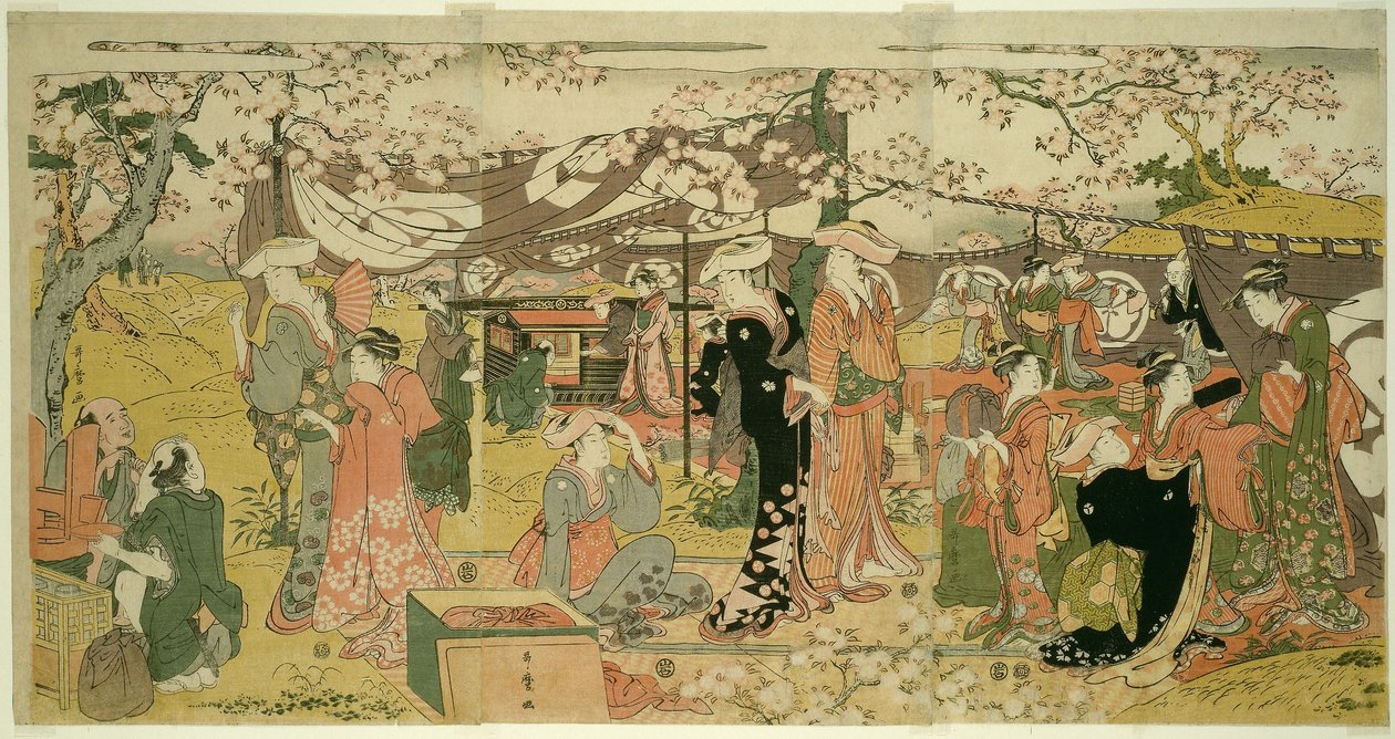 Kirschblütenbankett (Oka no utage) von Kitagawa Utamaro