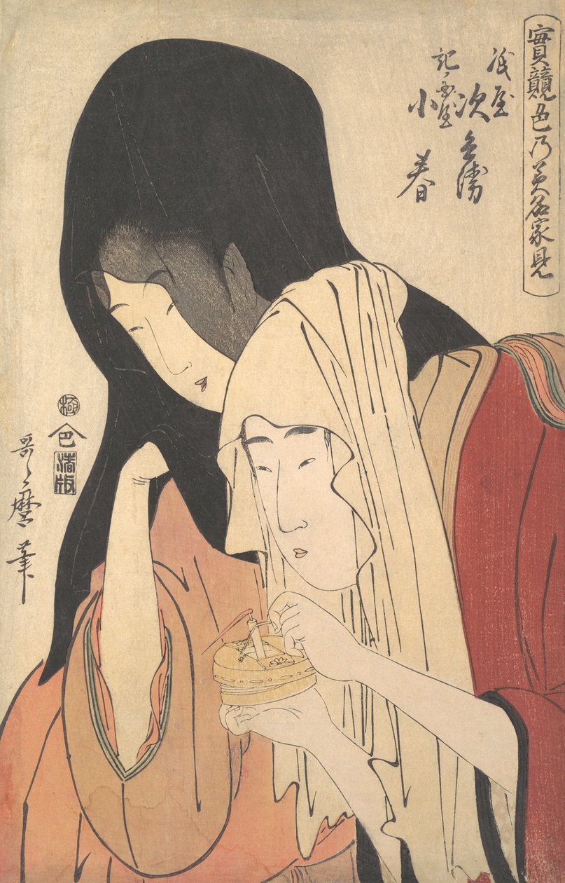 Jihei von Kamiya, der mit der Geisha Koharu von Kinokuniya durchbrennt..., ca. 1798-99 von Kitagawa Utamaro