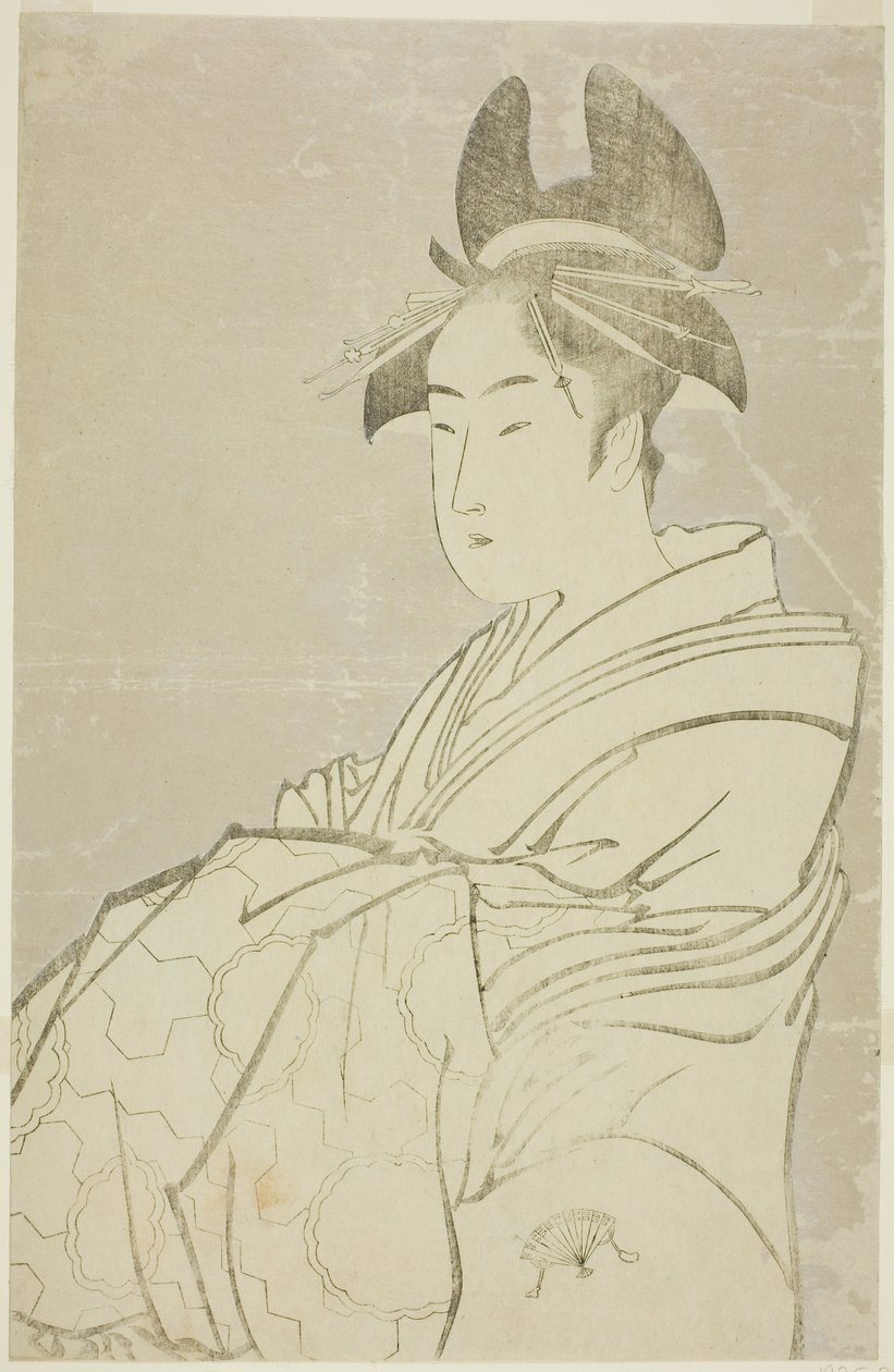 Miyahito vom Ogiya, dessen Assistenten Tsubaki und Shirabe sind von Kitagawa Utamaro