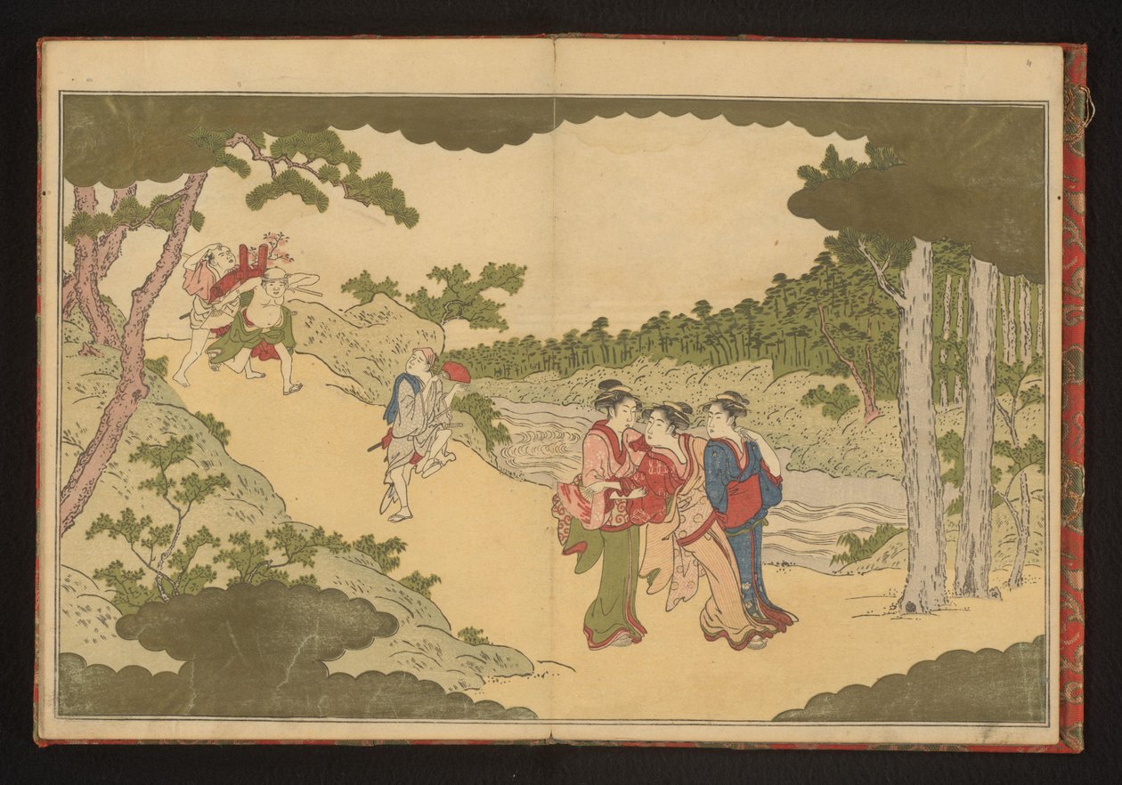 Menschen, die von einer Blumenbesichtigungsparty zurückkehren von Kitagawa Utamaro