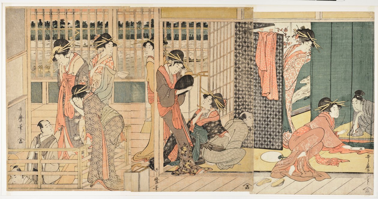 Morgenszene in einem japanischen Freudenhaus von Kitagawa Utamaro