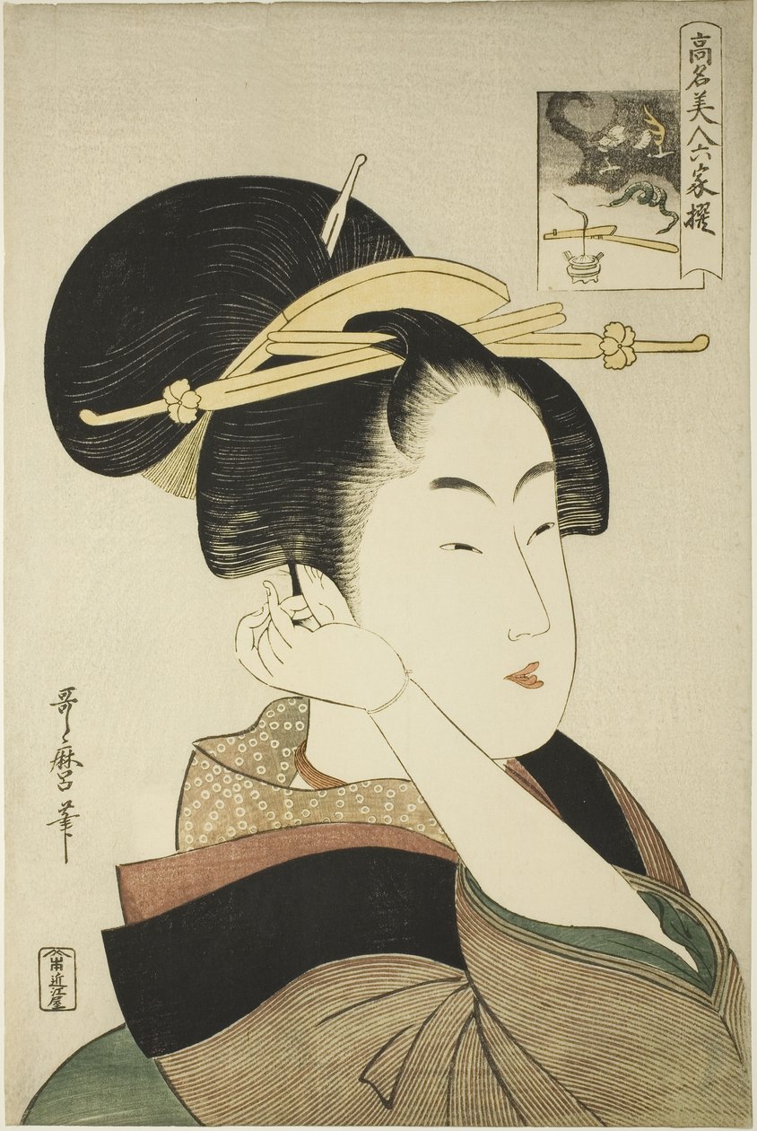 Tatsumi Roko, aus der Serie Berühmte Schönheiten verglichen mit den sechs unsterblichen Dichtern von Kitagawa Utamaro