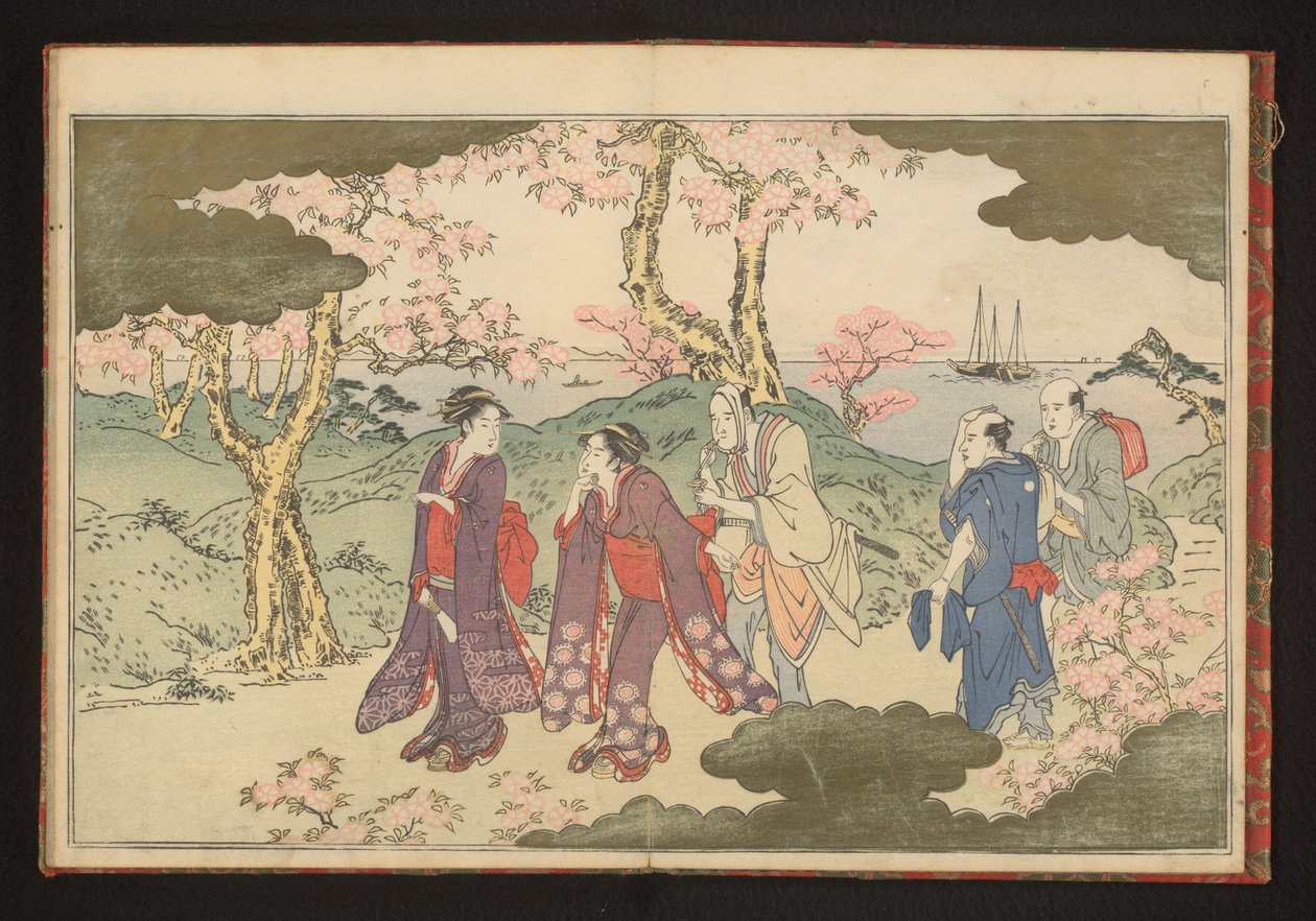 Die Hügel von Gotenyama, Edo, mit Blick auf die Bucht von Edo von Kitagawa Utamaro