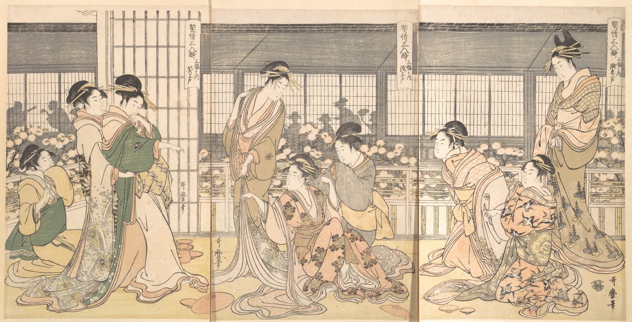 Drei betrunkene Kurtisanen, 1790er Jahre von Kitagawa Utamaro