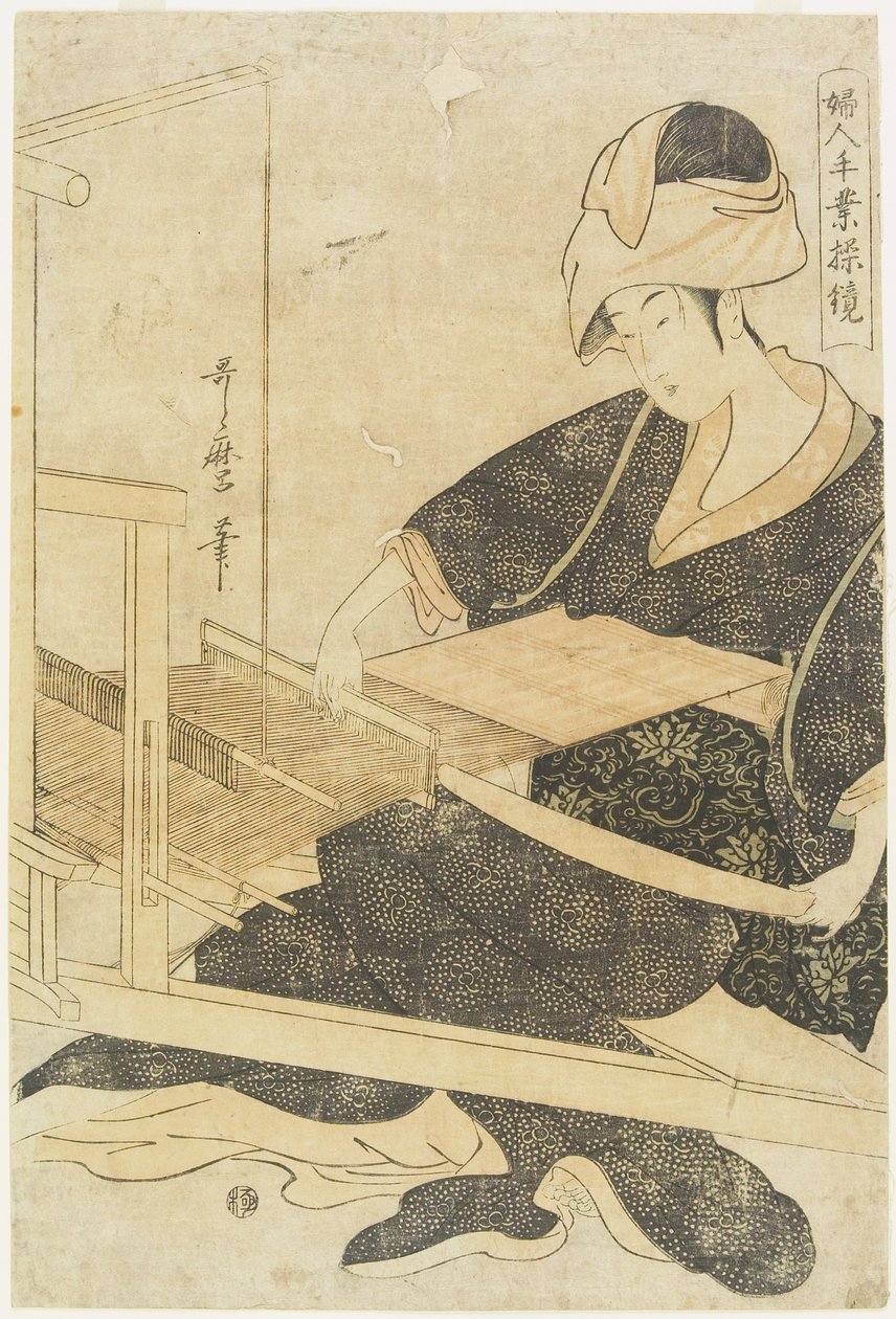 Weben an einem Webstuhl von Kitagawa Utamaro