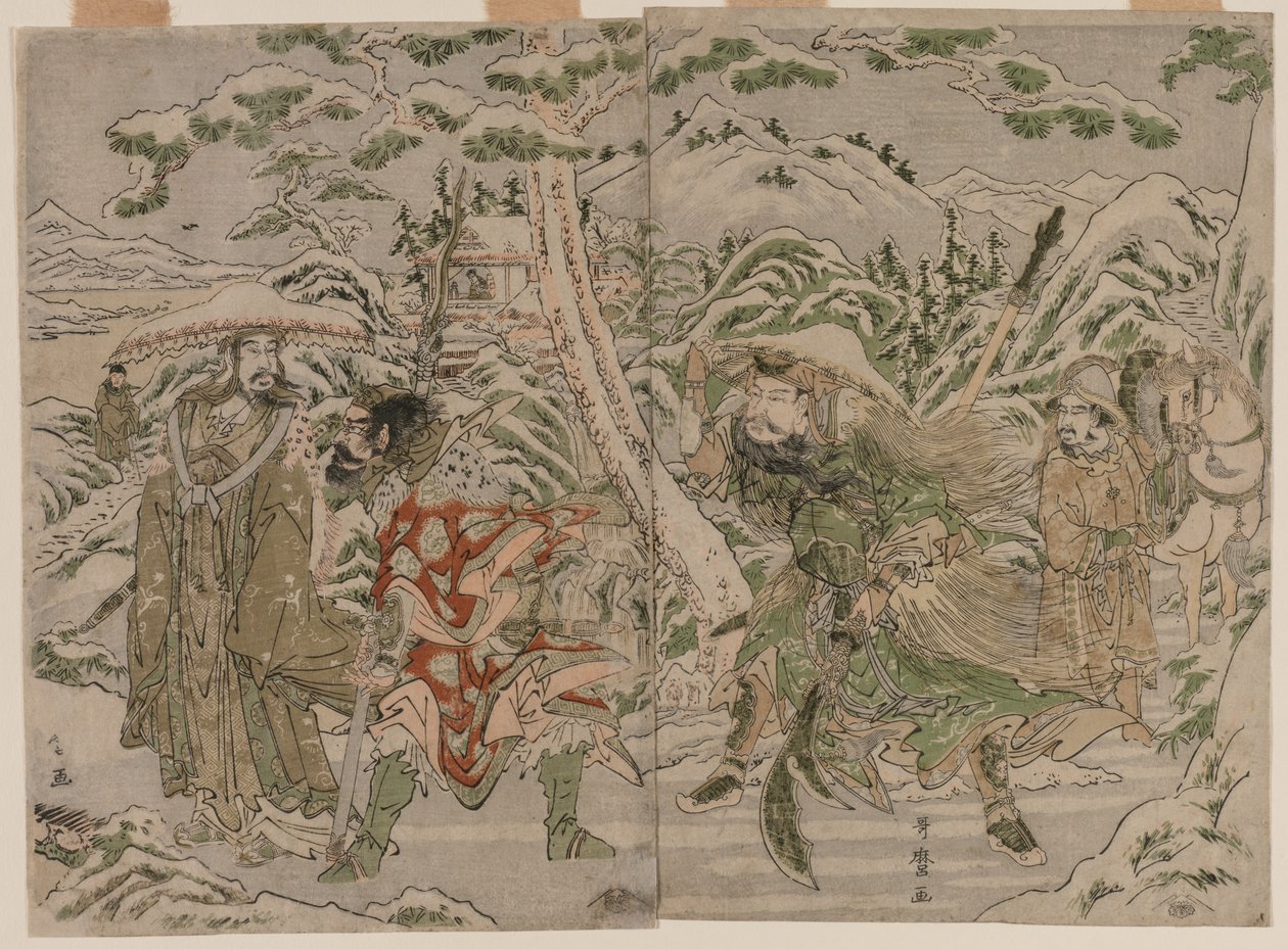 Winterszene aus der Romanze der Drei Königreiche, um 1790 von Kitagawa Utamaro