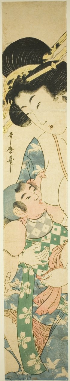 Mutter stillt Kind von Kitagawa Utamaro II
