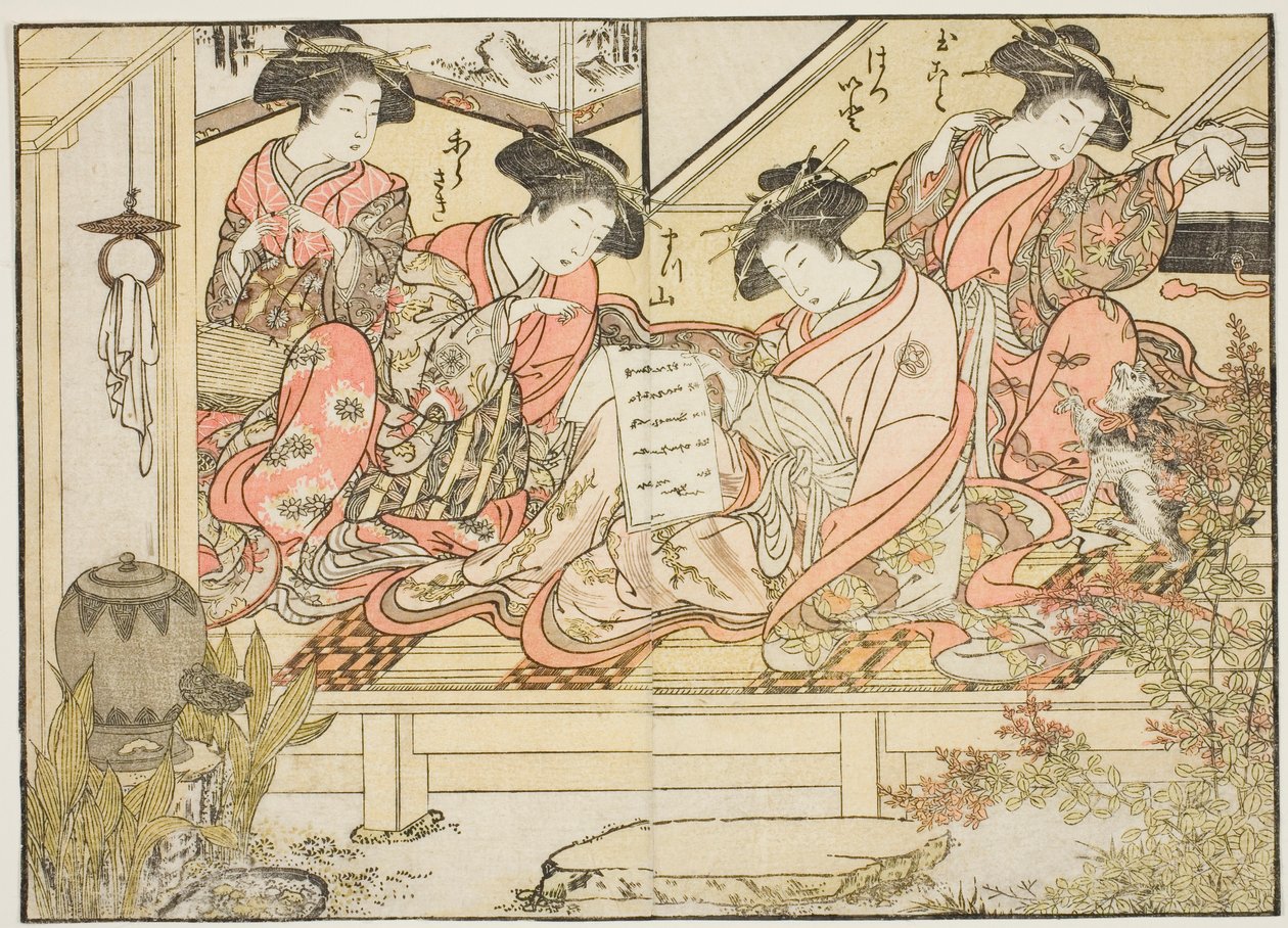Kurtisanen von Matsubaya, aus dem Buch "Spiegel der schönen Frauen der Vergnügungsviertel (Seiro bijin awase sugata kagami)," Bd. 2 von Kitao Shigemasa
