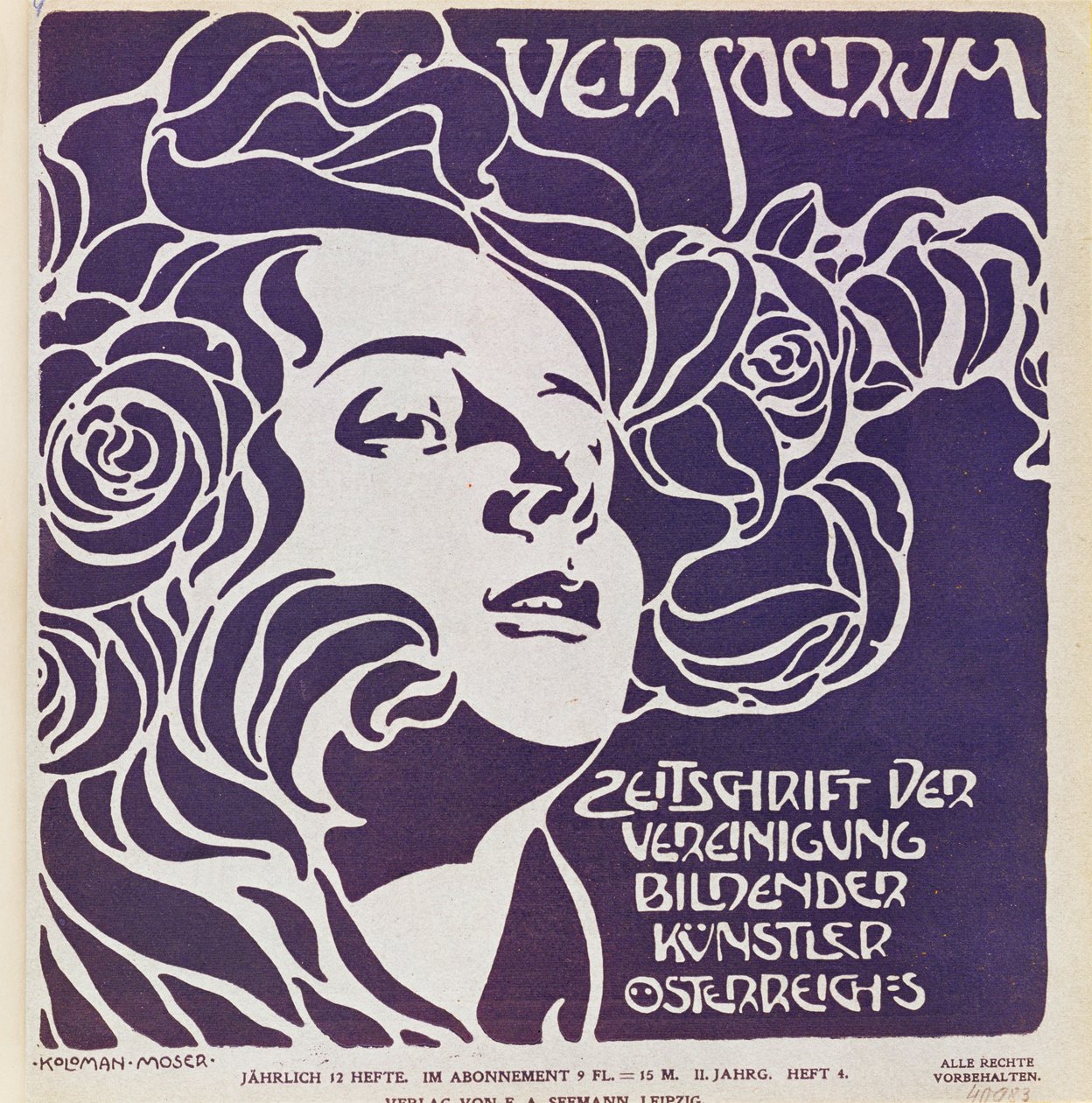 Titelblatt der 4. Ausgabe 1899 von Ver Sacrum, der Zeitschrift der Künstler der Jugendstil-Sezession von Koloman Moser