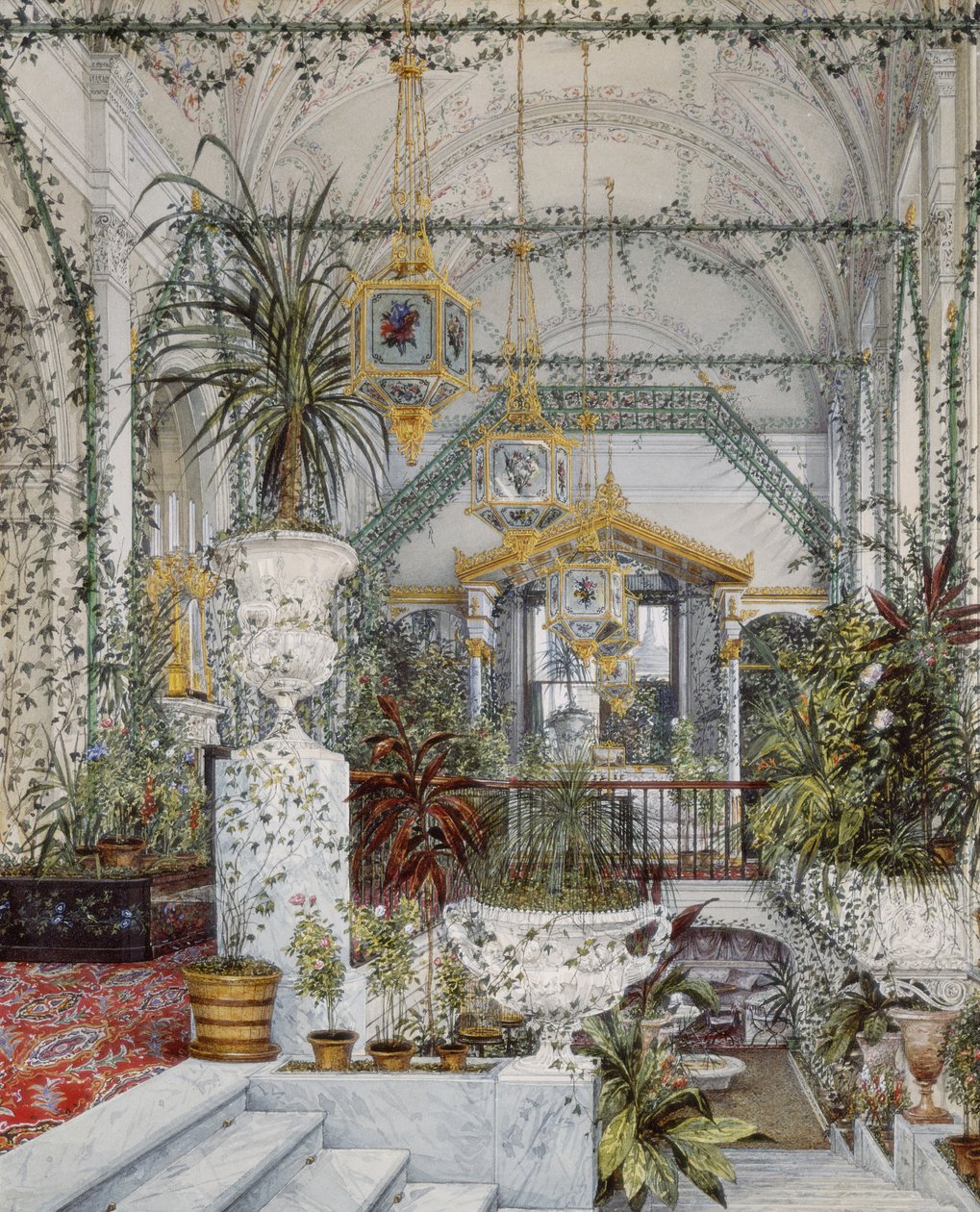 Innenräume des Winterpalastes. Der Wintergarten von Kaiserin Alexandra Fjodorowna von Konstantin Andreyevich Ukhtomsky