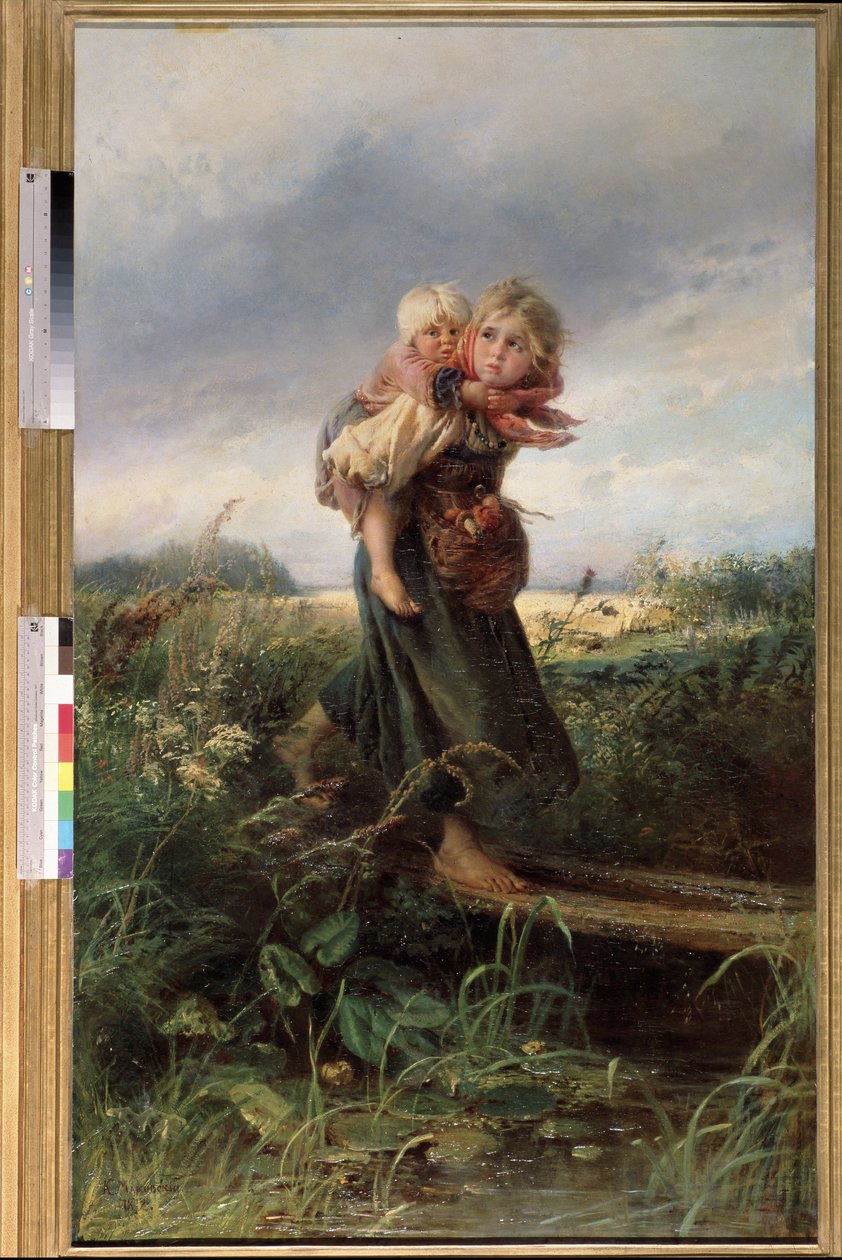 Kinder fliehen vor dem Gewitter von Konstantin Egorovich Makovsky