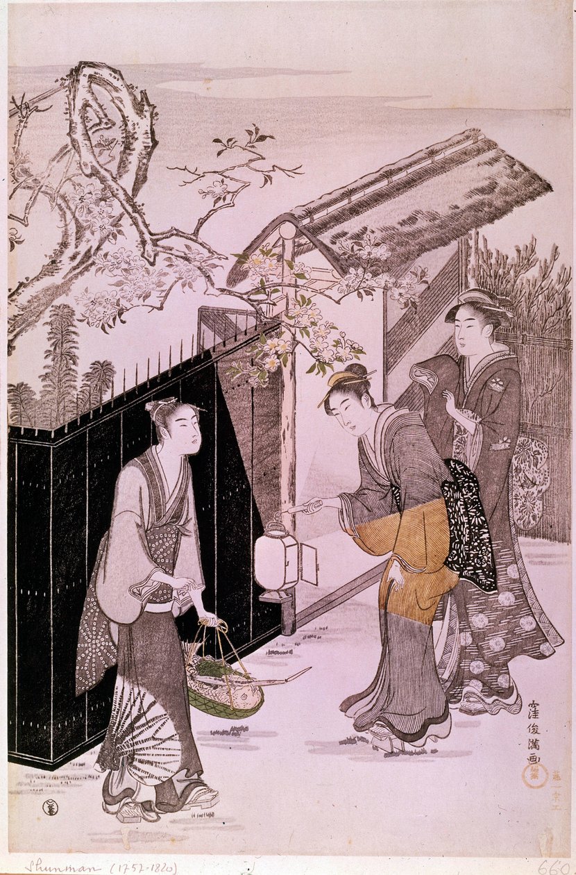 Rückkehr von einem poetischen Abend im Frühling. Japanischer Druck von Shunman Kubo (1757-1820). Paris, Guimet Museum, Nationalmuseum für asiatische Künste von Kubo Shumman