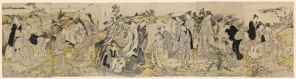Der Noda-Juwelenfluss, aus einem Hexaptychon, das die sechs Juwelenflüsse darstellt von Kubo Shunman