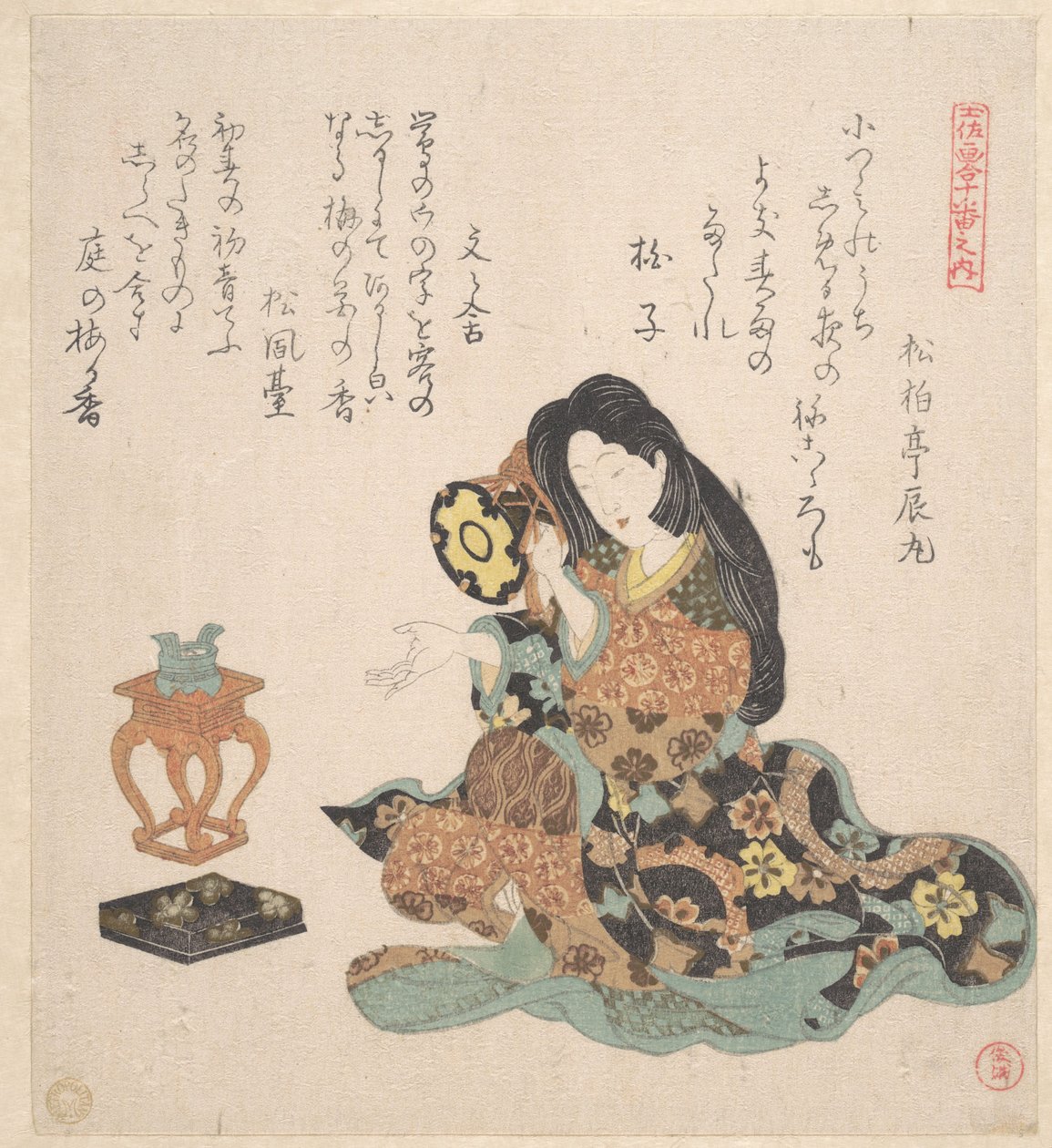 Frau, die die Tsuzumi spielt von Kubo Shunman