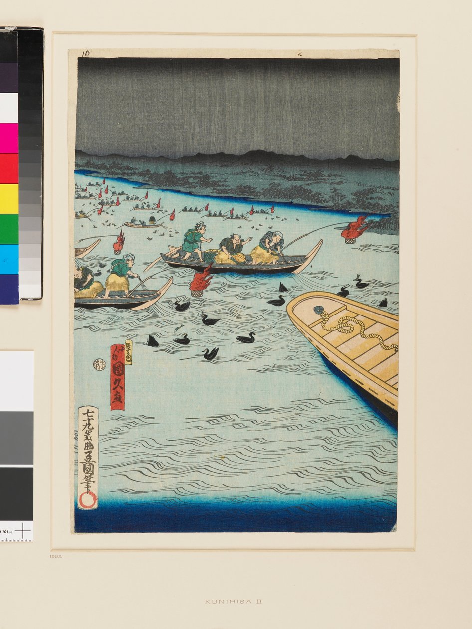 Nachtfischen mit Kormoranen von Kunihisa II Utagawa