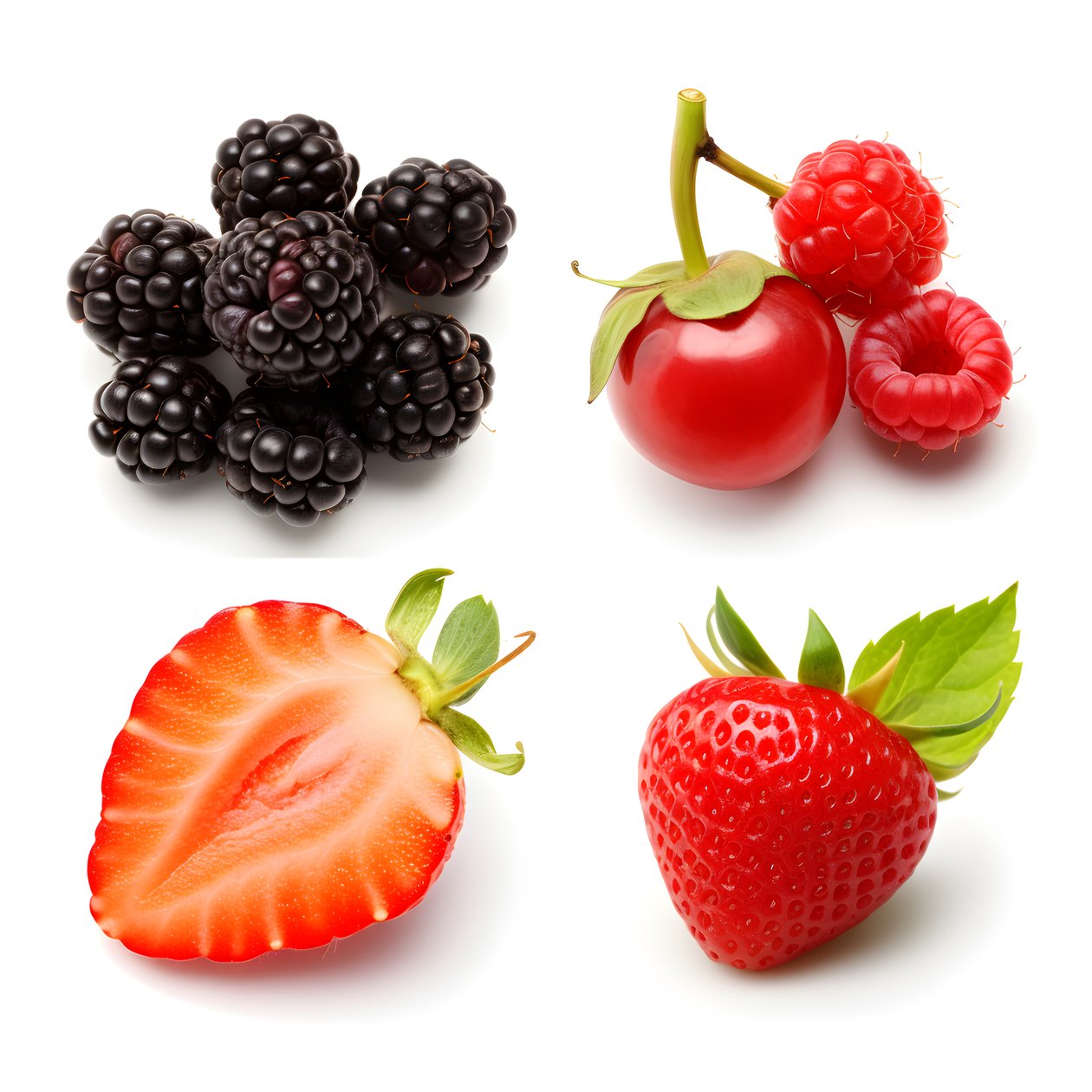 4 Früchte und Beeren isoliert auf weißem Hintergrund Set. 2 von Kurt Heppke