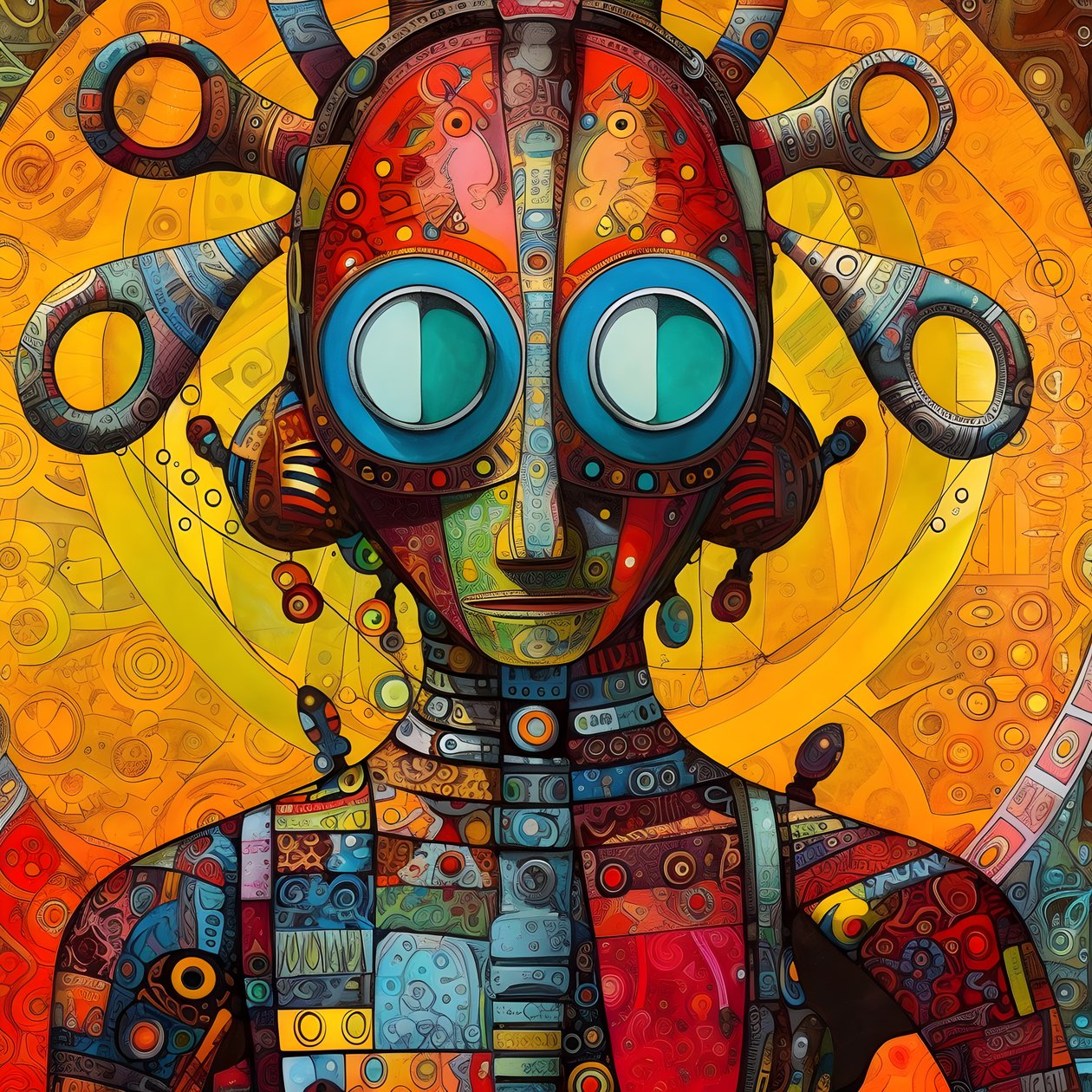 Karneval Cajun Sumpf Mutant Sci-Fi Droide, im künstlerischen Stil von Tim Burton und Beksinski 1 von Kurt Heppke