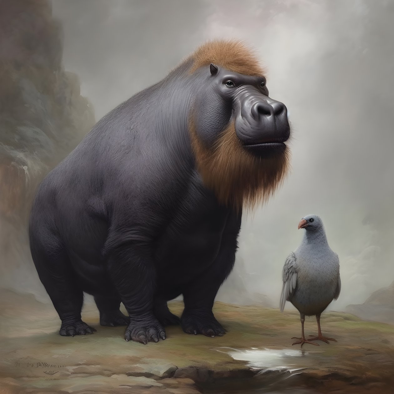 Wasserschwein gemischt mit einem Silberrücken-Gorilla von Kurt Heppke