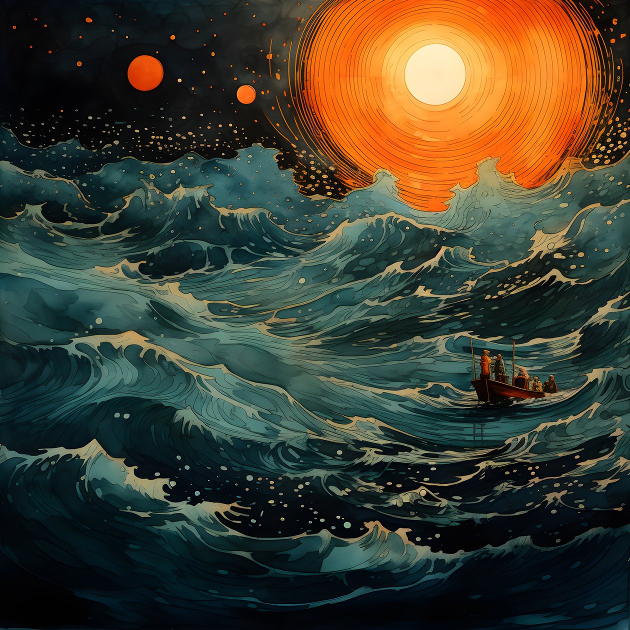 Zwei Boote glitten lautlos durch tintenschwarzes Wasser auf die wirbelnde Charybdis zu, der Vollmond war das einzige Licht in der leeren Welt der Nordsee von Kurt Heppke