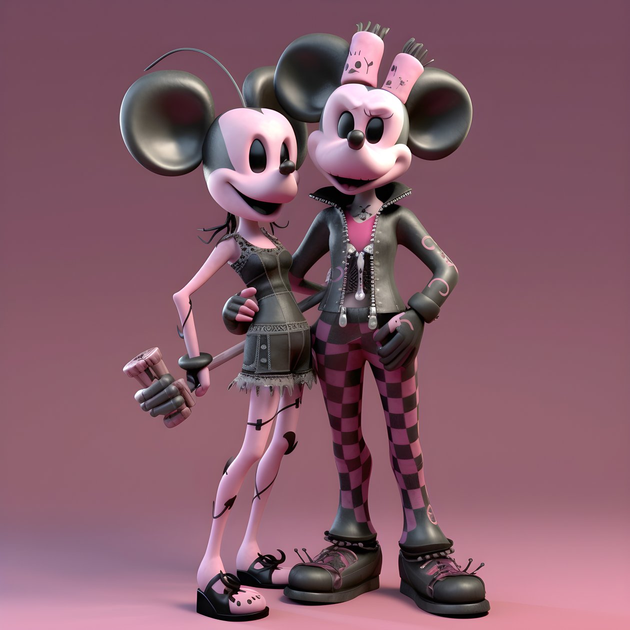 Alptraum vor Weihnachten Punk Rosa Minnie und Mickey Mouse von Kurt Heppke