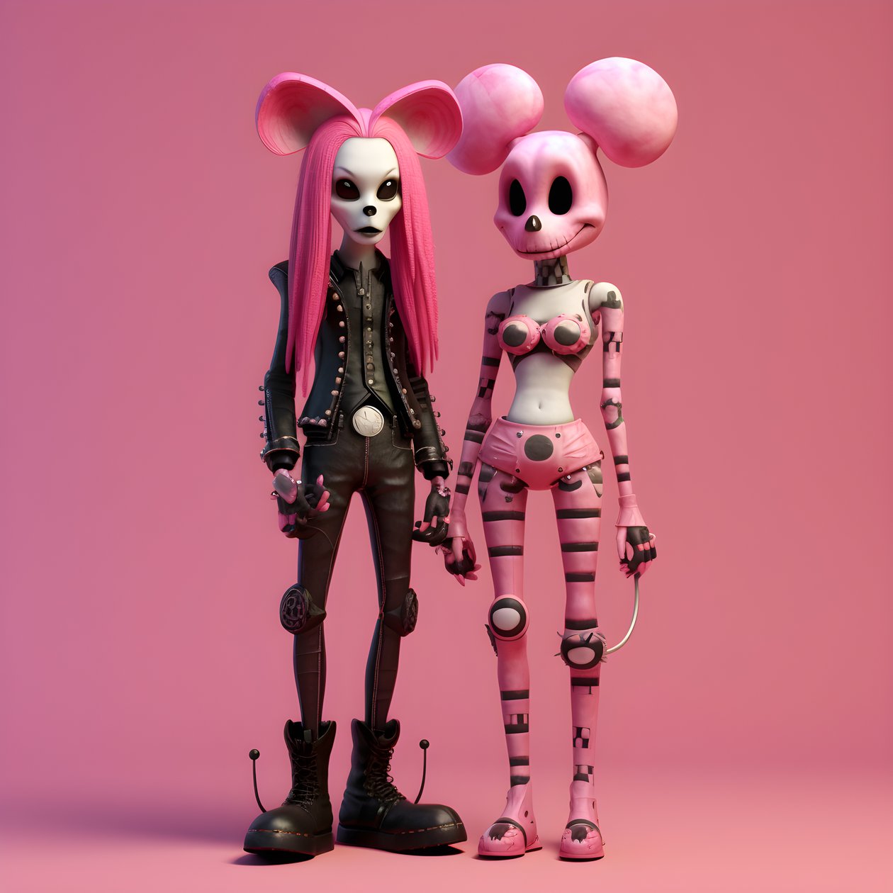 Alptraum vor Weihnachten Punk Rosa Minnie und Mickey Mouse von Kurt Heppke