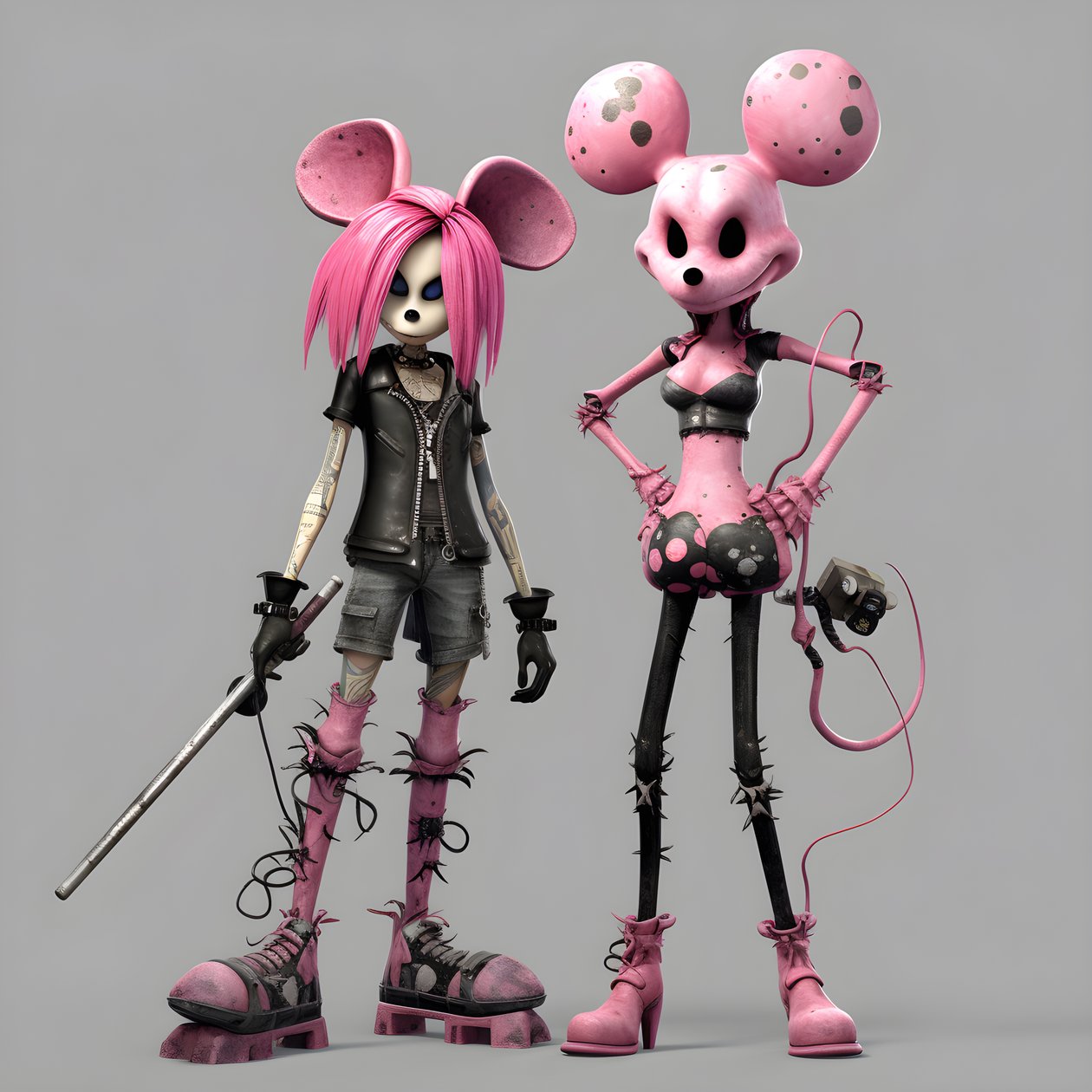 Alptraum vor Weihnachten Punk Rosa Minnie und Mickey Mouse von Kurt Heppke