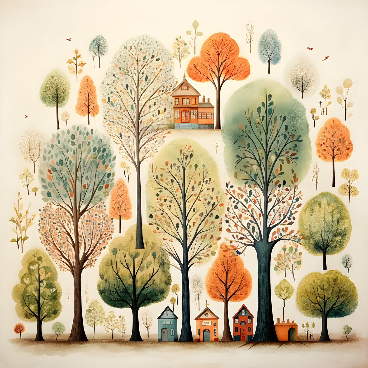 Kinderillustration Bäume 2 von Kurt Heppke