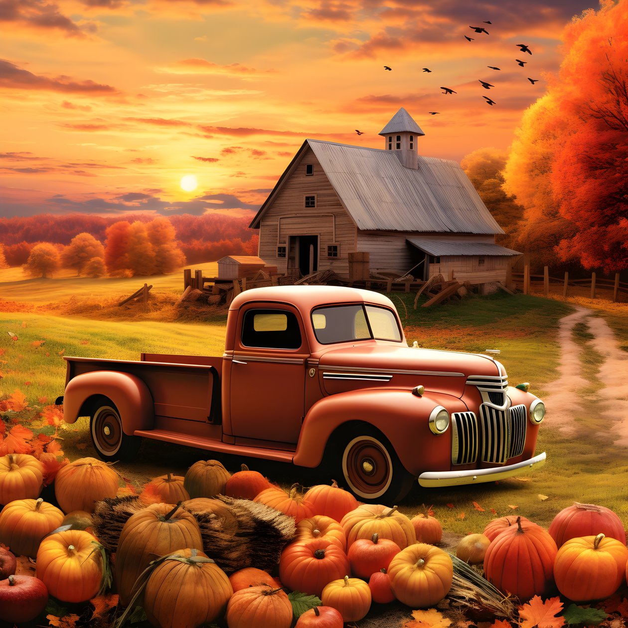Ein Oldtimer-Pickup-Truck an einem Herbst-Sonnenuntergang-Abend 4 von Kurt Heppke