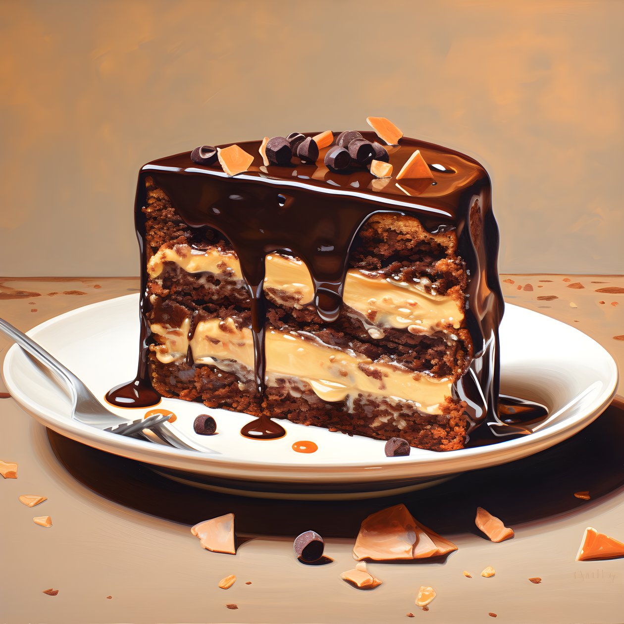Schokolade Karamell Rhabarber Kuchen von Kurt Heppke