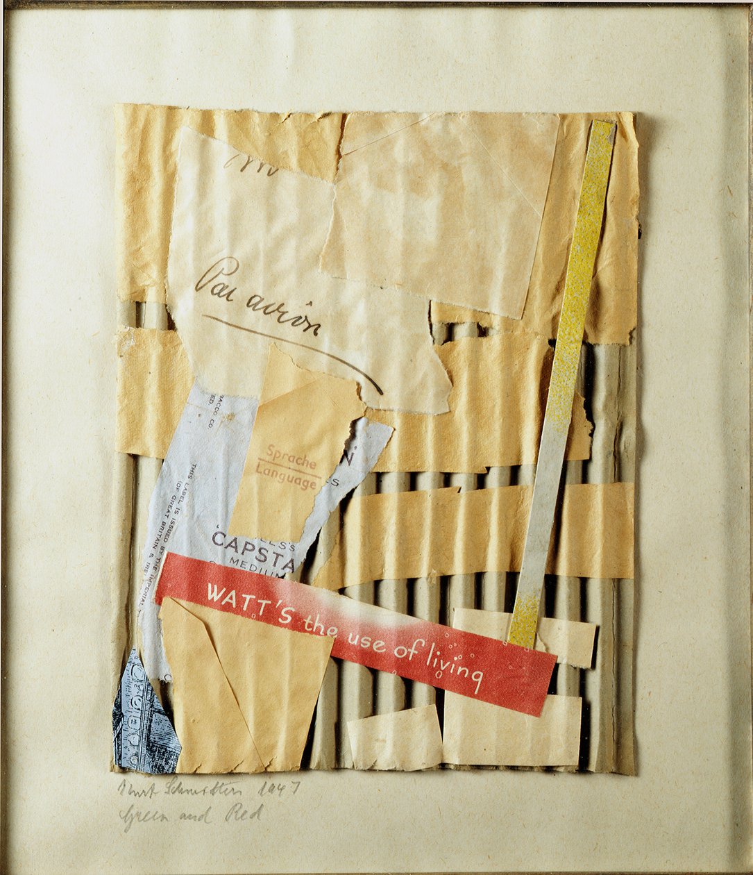 Grün und Rot. Collage von Kurt Schwitters (1887-1948) 1947 Private Sammlung von Kurt Schwitters