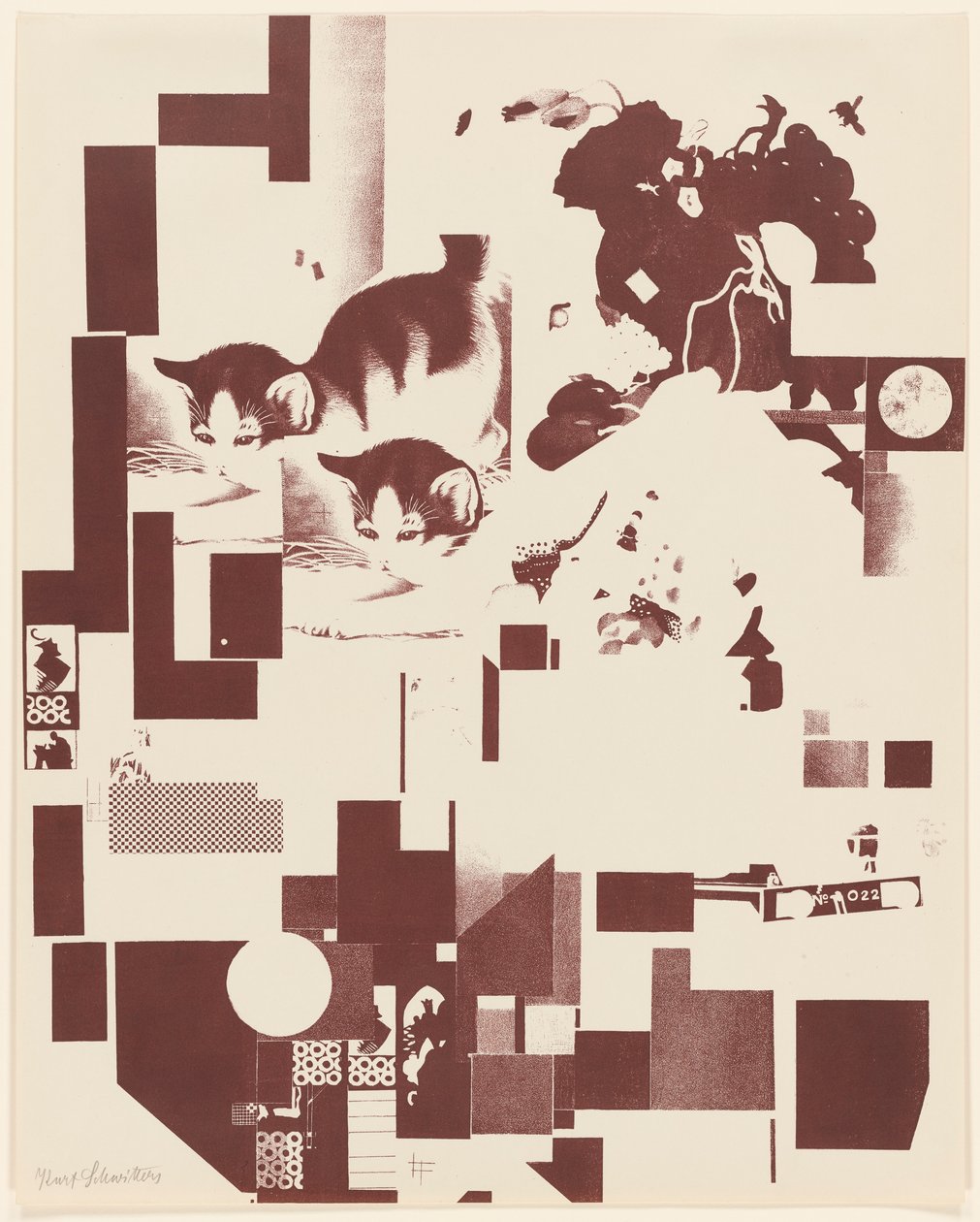 Ohne Titel, Nr. 5 von 6 aus dem Portfolio Merz 3. Kurt Schwitters 6 Lithos. Merz Mappe. Erste Mappe des Merzverlages von Kurt Schwitters