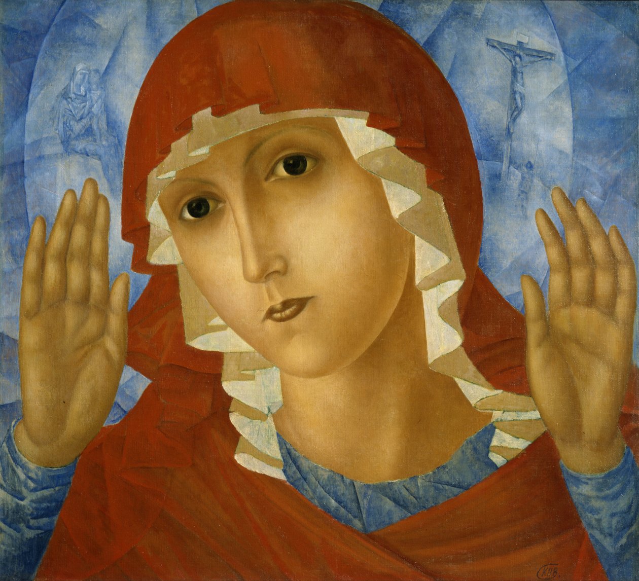 Die Muttergottes der Zärtlichkeit gegenüber bösen Herzen von Kuzma Petrov Vodkin