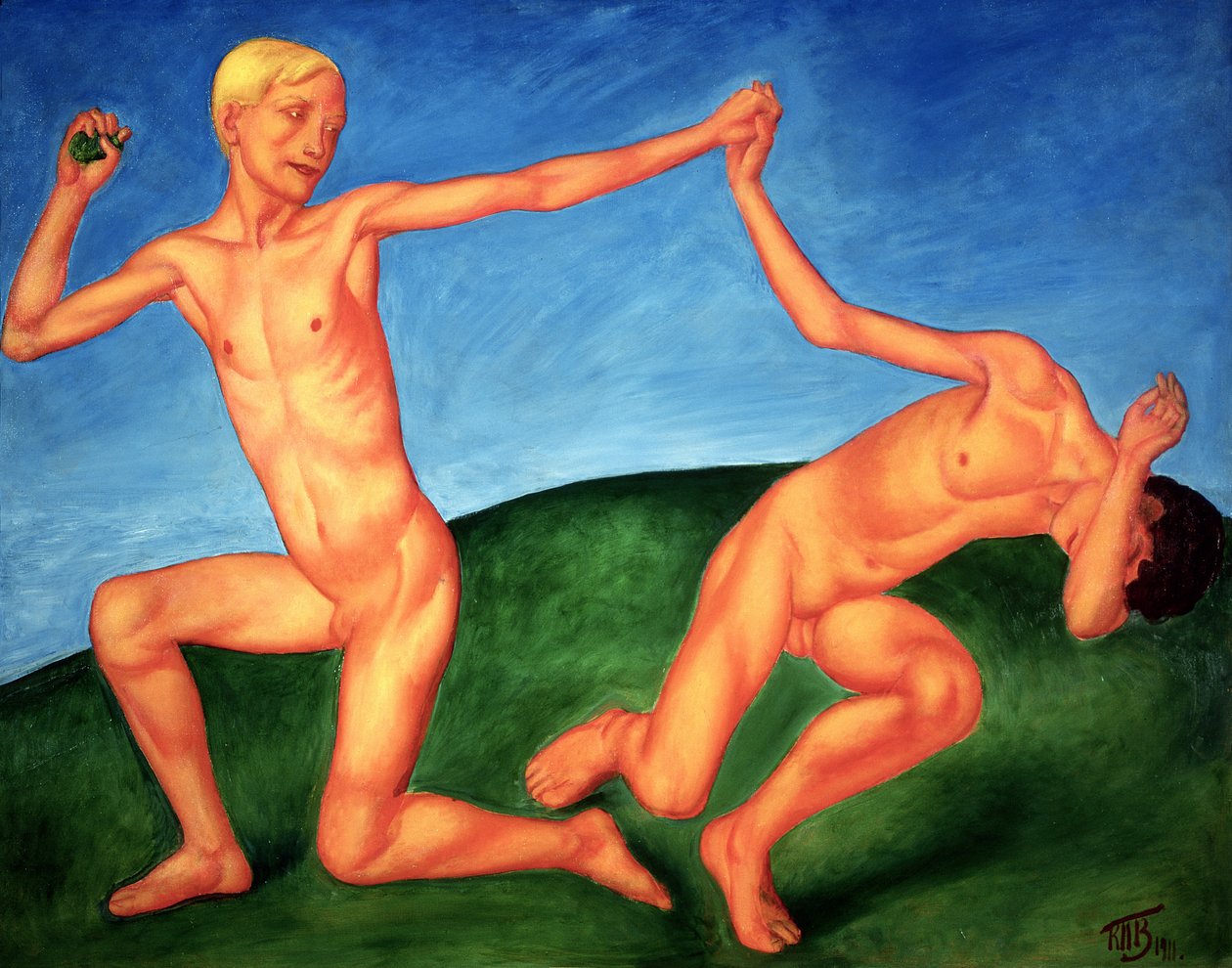 Die spielenden Jungen, 1911 von Kuzma Sergeevich Petrov Vodkin