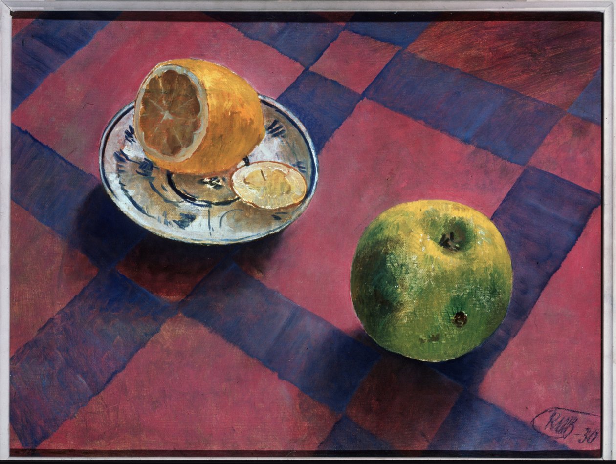 Apfel und Zitrone von Kuzma Sergeevich Petrov Vodkin