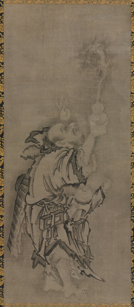 Hotei mit daoistischen Unsterblichen: Unsterblicher mit Kürbis und Drache von Kyūseki Tomonobu