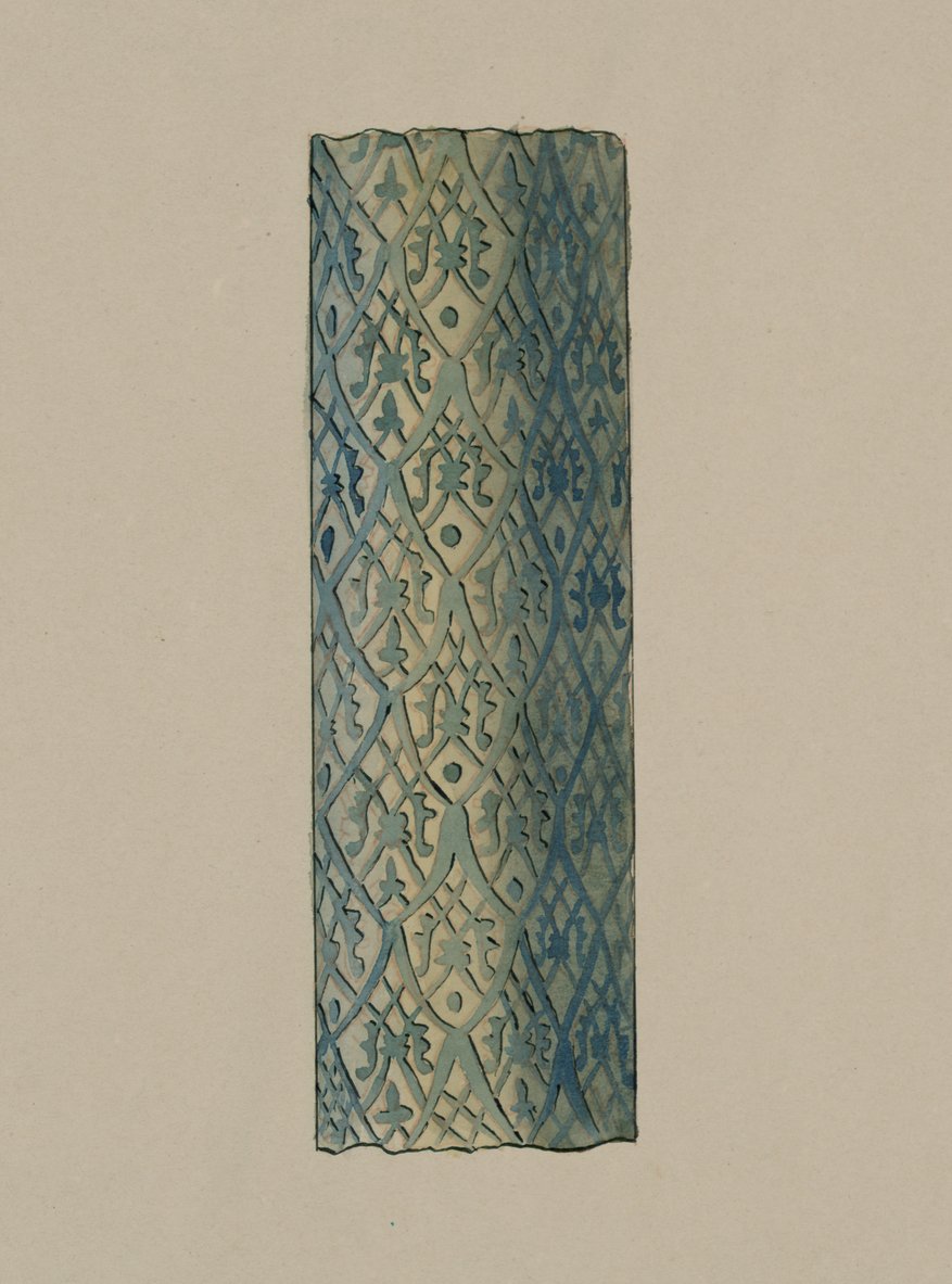 Antiquitäten von Samarkand. Grab von Saint Kusam-ibn-Abbas (Shah-i Zindah) und angrenzende Mausoleen. Abschnitt der Säule an der Außenseite der Fassade des Kutuluk Turdi Bek Akas Mausoleums von L. A. Shostak