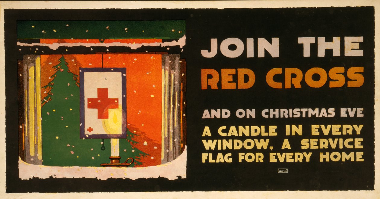 Weihnachtsspendenplakat für das Rote Kreuz, veröffentlicht 1917-18 von L.N. Britton