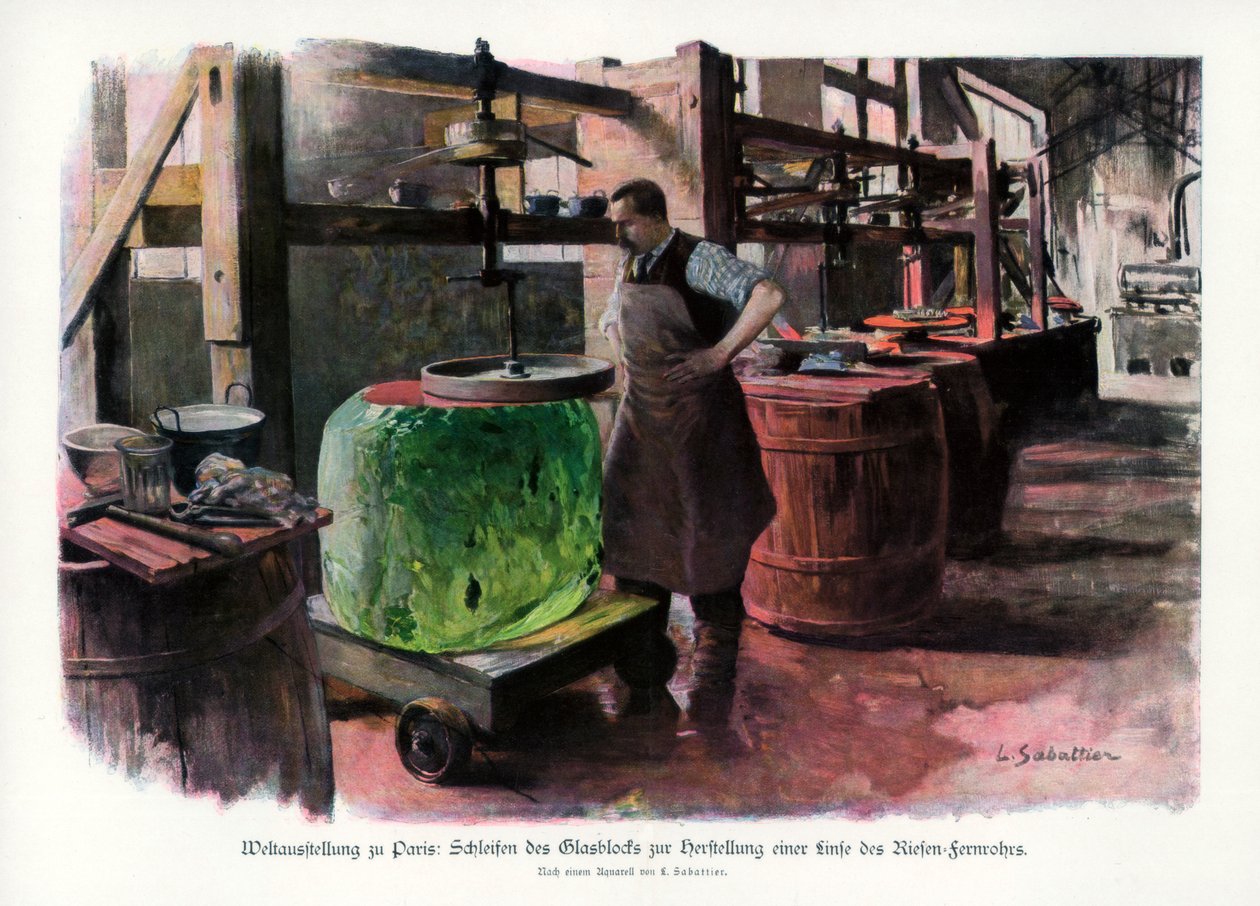 Linsenherstellung, Pariser Weltausstellung, 1889, 1900 von L Sabattier