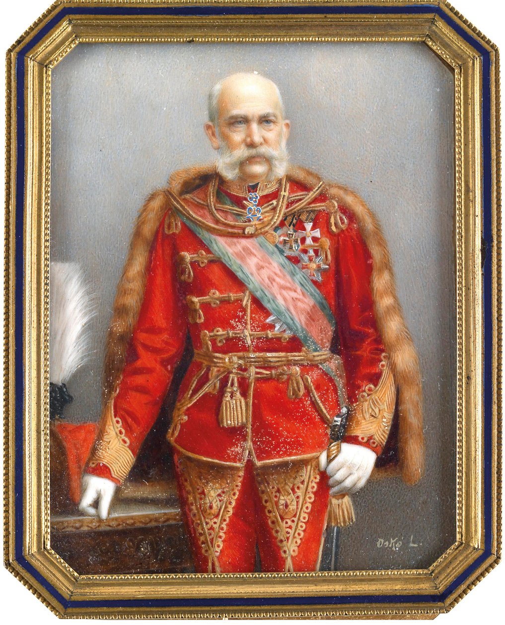 Porträt von Franz Joseph I. von Österreich (1830-1916) in ungarischer Uniform von Lajos Osko