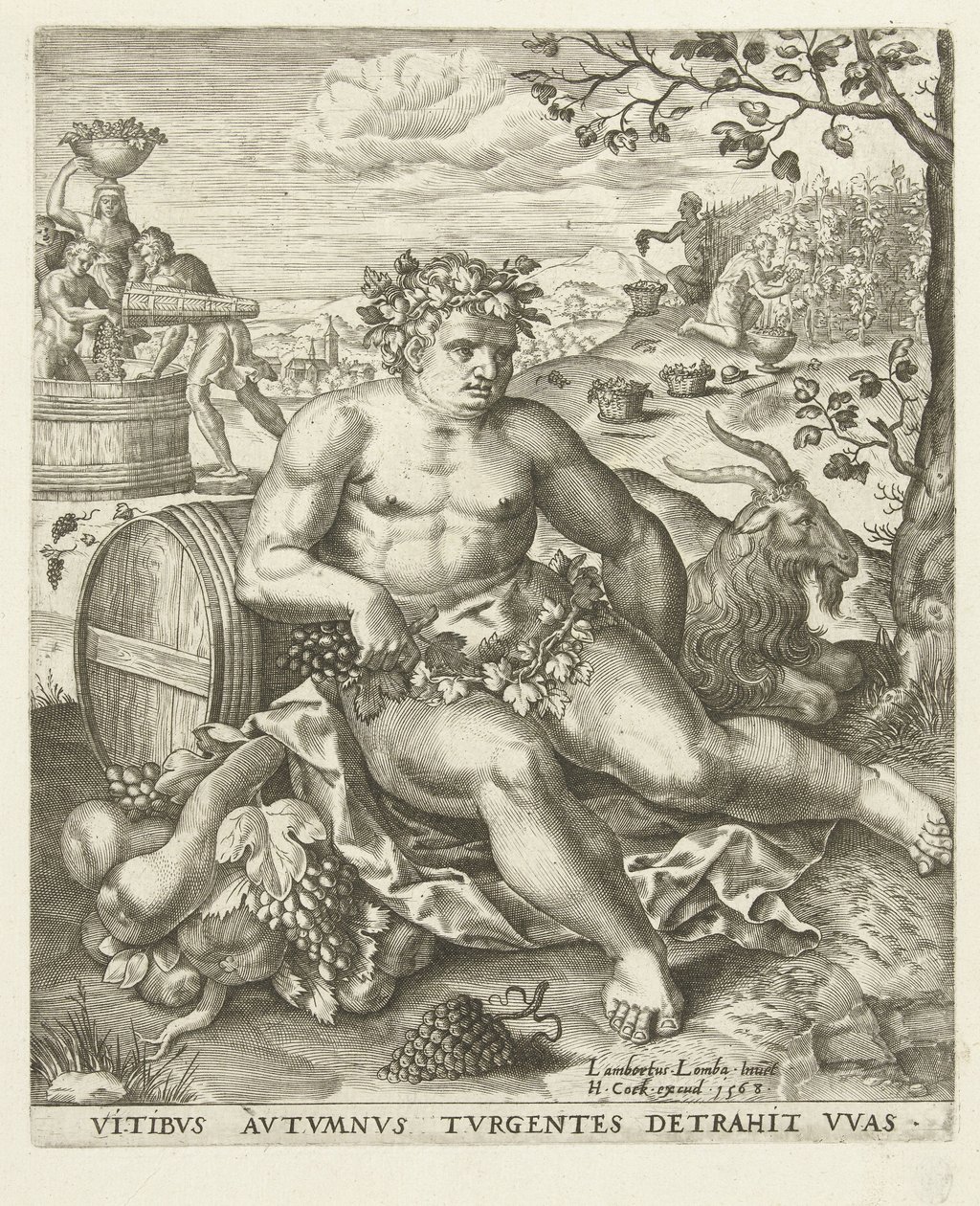 Herbst: Bacchus und die Weinlese von Lambert Lombard
