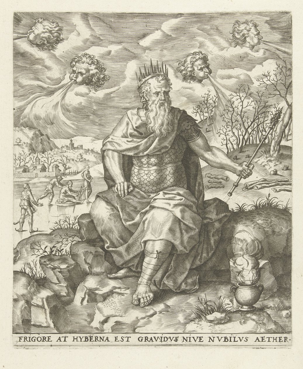 Winter: ein König mit den vier Winden von Lambert Lombard