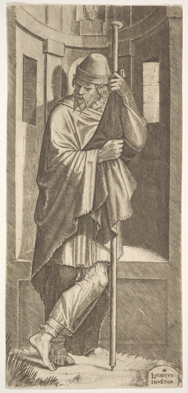 St. Jakobus der Ältere, an einen Stock gelehnt von Lambert Suavius