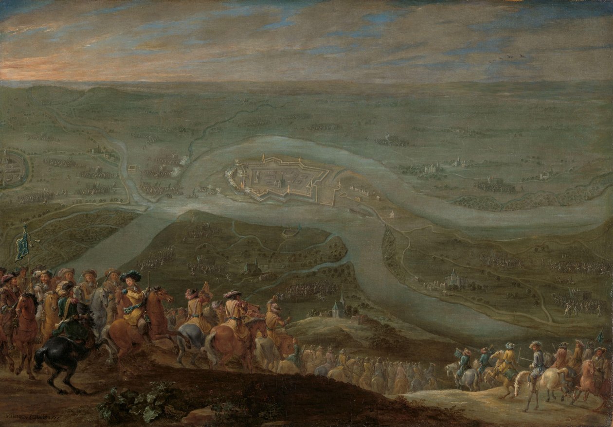 König Ludwig XIV. und sein Gefolge bei der Belagerung von Schenkenschans, 1672 von Lambert de Hondt (II)